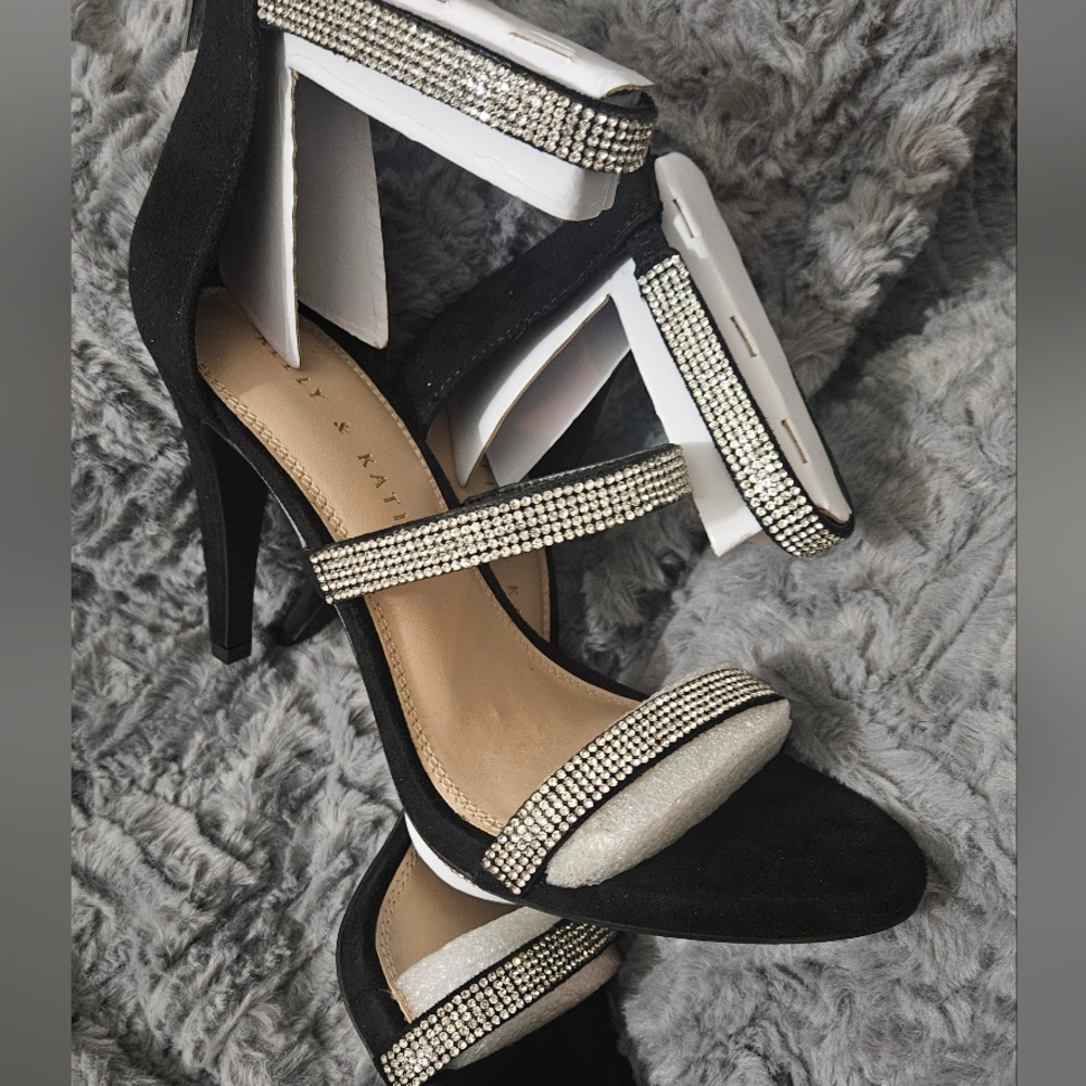 Kelly & Katie Black Heels with Silver Accents